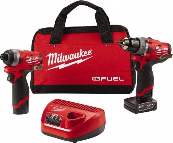 Milwaukee Tool - 12 Volt Cordless Tool Combination Kit - Includes 1/2" Brushless Hammer Drill/Driver & 1/4" Hex Impact Driver, Lithium-Ion Battery Included - Apex Tool & Supply
