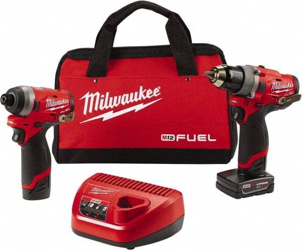 Milwaukee Tool - 12 Volt Cordless Tool Combination Kit - Includes 1/2" Compact Drill/Driver & 1/4" Hex Impact Driver, Lithium-Ion Battery Included - Apex Tool & Supply