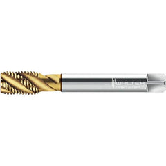 Walter-Prototyp - M16x1.50 DIN 374 4 Flute 6H Semi-Bottoming Spiral Flute Tap - High Speed Steel, TiN Finish, 100mm OAL, Right Hand Flute, Right Hand Thread, 14.430, Series TC115-MF-L0 - Apex Tool & Supply