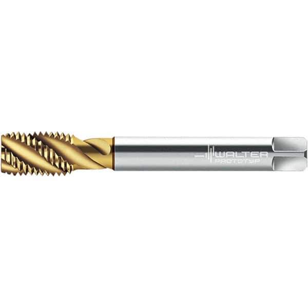 Walter-Prototyp - M8x1.00 DIN 374 3 Flute 6H Semi-Bottoming Spiral Flute Tap - High Speed Steel, TiN Finish, 91.57mm OAL, Right Hand Flute, Right Hand Thread, 6.950, Series TC115-MF-L0 - Exact Industrial Supply