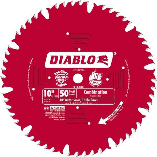 Freud - 10" Blade Diam, 50 Teeth, Carbide-Tipped Cold Saw Blade - 1" Arbor Hole Diam, 0.071" Blade Thickness - Apex Tool & Supply