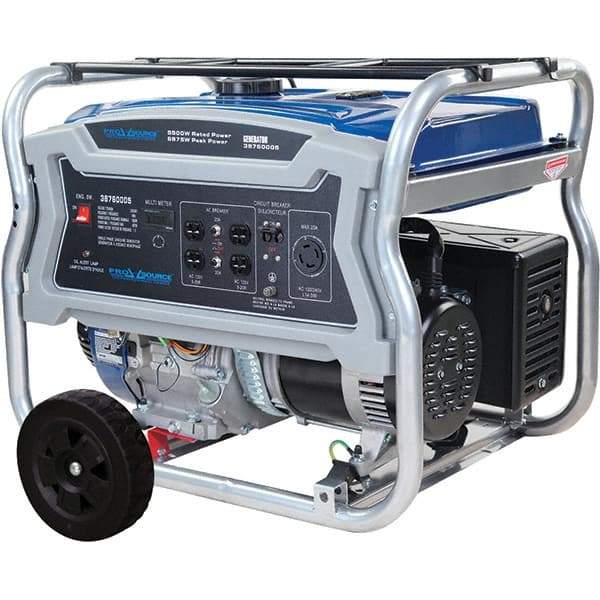 PRO-SOURCE - 6 hr Full Load Time, 5.5 kW, Pull Start, Gasoline Portable Power Generator - 6.6 Gal Tank, 31-1/2" Long x 21.9" Wide x 23.2" Deep, 420 cc Engine - Apex Tool & Supply