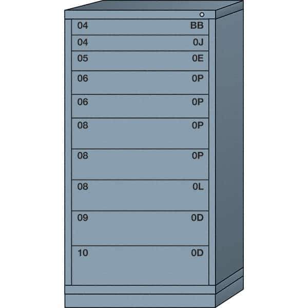 Lyon - 10 Drawer, Standard Eye-Level - Single Drawer Access Cabinet - Steel, 30" Wide x 28-1/4" Deep x 59-1/4" High, Dove Gray - Apex Tool & Supply