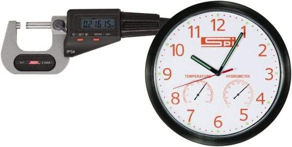SPI - 0 to 1" Range, 0.00005" Resolution, Standard Throat IP54 Electronic Outside Micrometer - 0.00016" Accuracy, Friction Thimble, Carbide-Tipped Face, LR44 Battery, Includes NIST Traceable Certification of Inspection - Apex Tool & Supply