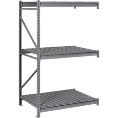 Tennsco - 3 Shelf Add-On Steel Corrugated Deck Open Steel Shelving - 48" Wide x 84" High x 48" Deep, Medium Gray - Apex Tool & Supply