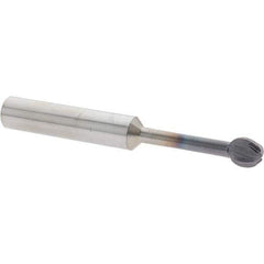 Accupro - 3/8" Diam, 0.349" LOC, 4 Flute Solid Carbide Ball End Mill - nACo Finish, Single End, 3" OAL, 3/8" Shank Diam, Undercutting - Apex Tool & Supply