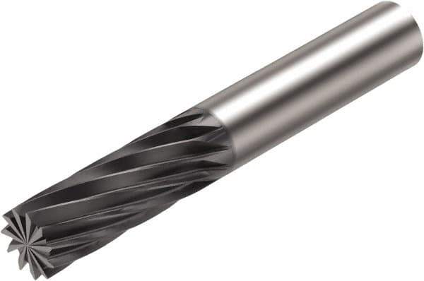 Sandvik Coromant - 12mm, 31.8mm LOC, 12mm Shank Diam, 82.5mm OAL, 11 Flute, Solid Carbide Square End Mill - Single End, Diamond Finish, Spiral Flute, 4° Helix, Centercutting, Right Hand Cut, Right Hand Flute, Series CoroMill Plura - Apex Tool & Supply