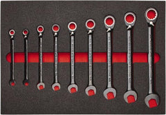 Proto - 9 Piece, 9/32" to 3/4", Spline Combination Wrench Set - Inch Measurement Standard, Black/Chrome Finish, Comes in Roll Pouch - Apex Tool & Supply