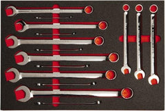 Proto - 15 Piece, 5/16" to 1-1/4", 12 Point Spline Combination Wrench Set - Inch Measurement Standard, Full Polish Finish, Comes in Roll Pouch - Apex Tool & Supply