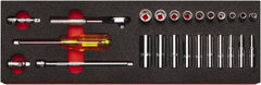 Proto - 25 Piece 1/4" Drive Chrome Finish Deep Well Socket Set - 6 Points, 3/16" to 9/16" Range, Inch Measurement Standard - Apex Tool & Supply