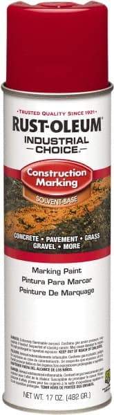 Rust-Oleum - 17 fl oz Red Paint & Primer - 400' Coverage at 1" Wide, Solvent Base Formula, >500 gL VOC - Apex Tool & Supply