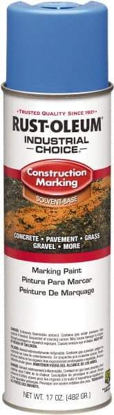 Rust-Oleum - 17 fl oz Blue Paint & Primer - 400' Coverage at 1" Wide, Solvent Base Formula, >500 gL VOC - Apex Tool & Supply