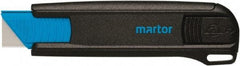 Martor USA - Retractable Utility Knife - 1.53" Blade, Black & Blue Polycarbonate Handle, 1 Blade Included - Apex Tool & Supply