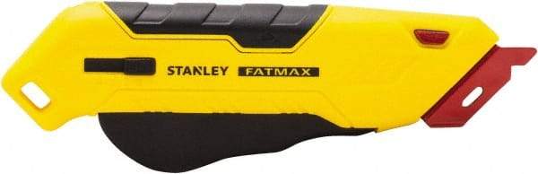 Stanley - Retractable Box Cutter - 2.175" Steel Blade, Yellow & Black Bi-Material Handle, 4 Blades Included - Apex Tool & Supply