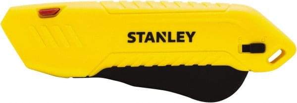 Stanley - Retractable Safety Utility Knife - 2.175" Steel Blade, Yellow & Black Plastic Handle, 1 Blade Included - Apex Tool & Supply