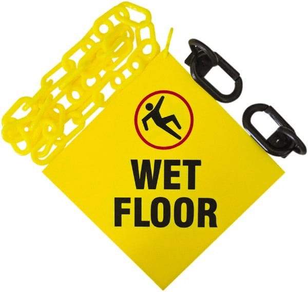PRO-SAFE - 3' Long x 2" Wide Plastic Wet Floor Sign Kit - Yellow - Apex Tool & Supply
