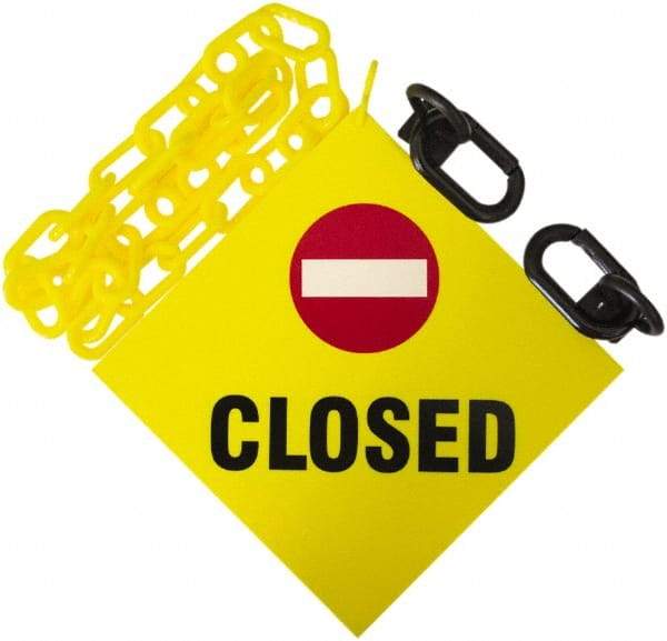 PRO-SAFE - 6' Long x 2" Wide Plastic Closed Sign Kit - Yellow - Apex Tool & Supply