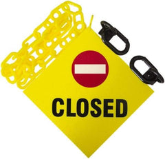 PRO-SAFE - 6' Long x 2" Wide Plastic Closed Sign Kit - Yellow - Apex Tool & Supply