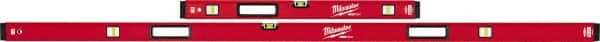 Milwaukee Tool - Magnetic 32" & 78" Long 6 Vial Box Beam Level - Aluminum, Red, 2 Level & 4 Plumb Vials - Apex Tool & Supply