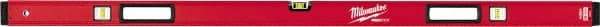 Milwaukee Tool - 59" Long 3 Vial Box Beam Level - Aluminum, Red, 1 Level & 2 Plumb Vials - Apex Tool & Supply