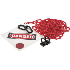 PRO-SAFE - 8" High Pedestrian Danger Sign Kit - 12' Long Plastic Rope - Apex Tool & Supply