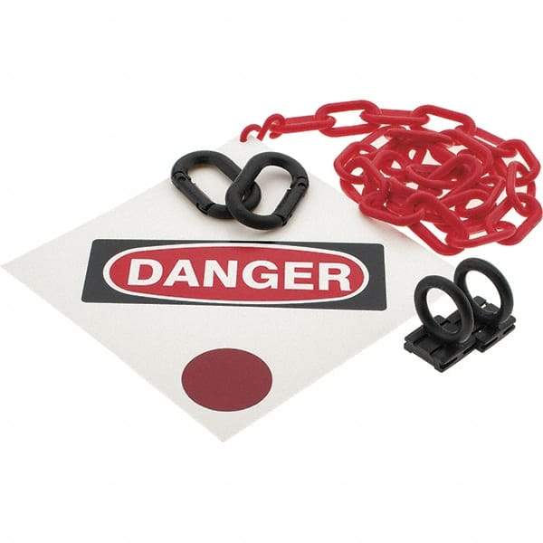 PRO-SAFE - 8" High Pedestrian Danger Sign Kit - 3' Long Plastic Rope - Apex Tool & Supply