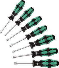 Wera - 7 Piece, 5 to 13mm Nut Driver Set - Hollow Shaft, Ergonomic Handle - Apex Tool & Supply