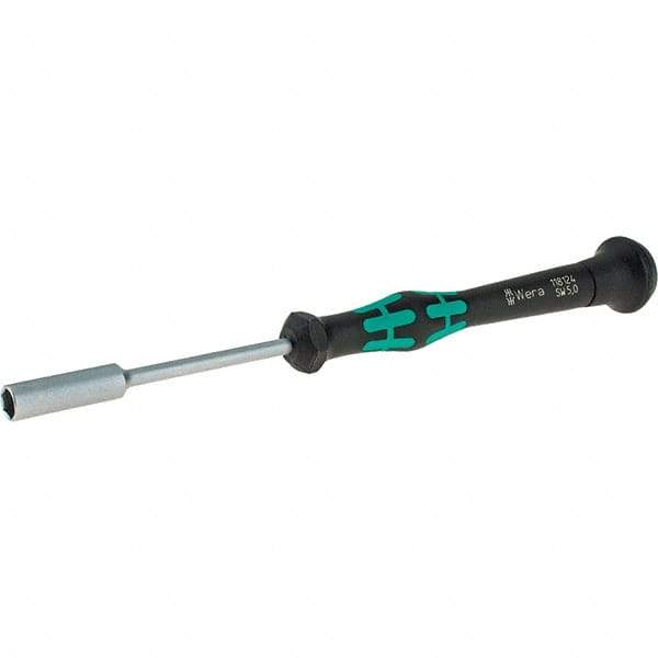 Wera - 5mm Solid Shaft Precision Nutdriver - Cushion Grip Handle, 6-1/4" OAL - Apex Tool & Supply