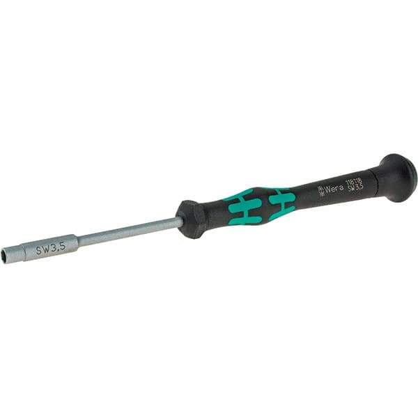 Wera - 3.5mm Solid Shaft Precision Nutdriver - Cushion Grip Handle, 6-1/4" OAL - Apex Tool & Supply