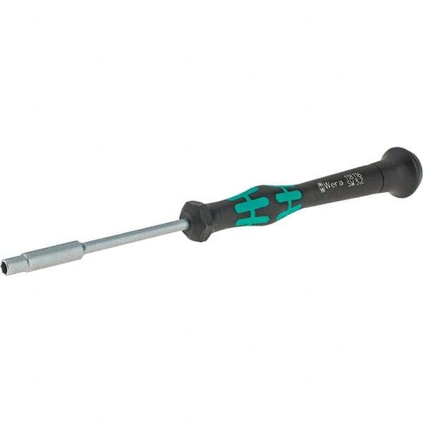 Wera - 3.2mm Solid Shaft Precision Nutdriver - Cushion Grip Handle, 6-1/4" OAL - Apex Tool & Supply