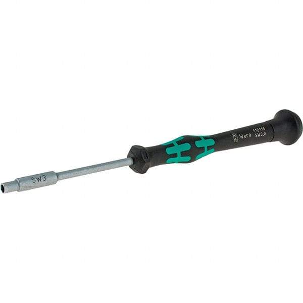 Wera - 3mm Solid Shaft Precision Nutdriver - Cushion Grip Handle, 6-1/4" OAL - Apex Tool & Supply