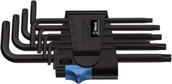 Wera - 9 Piece T8 to T40 Cast Steel L-Key Torx Key Set - T8, T9, T10, T15, T20, T25, T27, T30, T40 Torx Size - Apex Tool & Supply