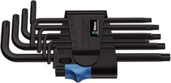 Wera - 9 Piece T8 to T40 Cast Steel L-Key Torx Key Set - T8, T9, T10, T15, T20, T25, T27, T30, T40 Torx Size - Apex Tool & Supply