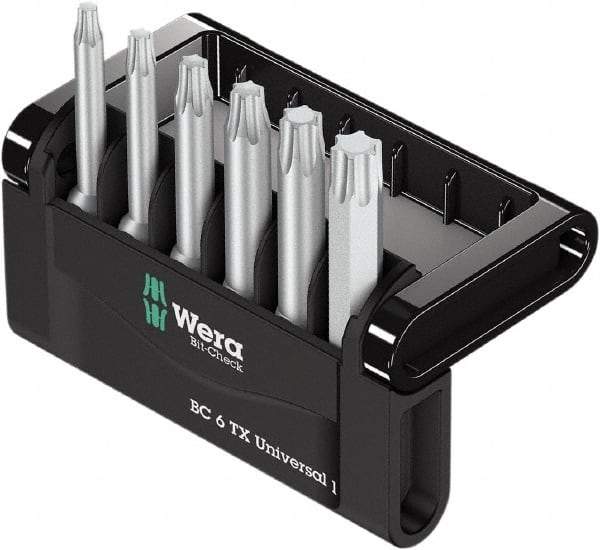 Wera - 6 Piece, 1/4" Drive Screwdriver Bit Set - T10 to T40 Torx - Apex Tool & Supply
