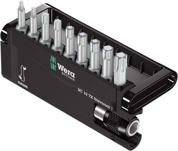 Wera - 10 Piece, 1/4" Drive Screwdriver Bit Set - T8 to T40 Torx - Apex Tool & Supply