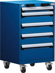 Rousseau Metal - 5 Drawer Steel Tool Roller Cabinet - 24" Wide x 39-1/8" High x 21" Deep, Ball Bearing Drawer Slides, Blue - Apex Tool & Supply