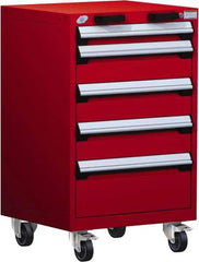 Rousseau Metal - 5 Drawer Steel Tool Roller Cabinet - 24" Wide x 39-1/8" High x 21" Deep, Ball Bearing Drawer Slides, Red - Apex Tool & Supply