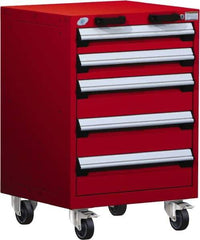 Rousseau Metal - 5 Drawer Steel Tool Roller Cabinet - 24" Wide x 35-1/8" High x 27" Deep, Ball Bearing Drawer Slides, Blue - Apex Tool & Supply