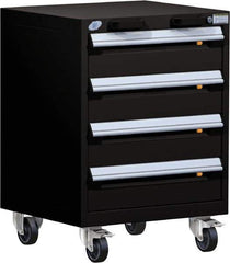 Rousseau Metal - 4 Drawer Steel Tool Roller Cabinet - 24" Wide x 33" High x 27" Deep, Ball Bearing Drawer Slides, Black - Apex Tool & Supply