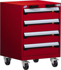 Rousseau Metal - 4 Drawer Steel Tool Roller Cabinet - 24" Wide x 33" High x 21" Deep, Ball Bearing Drawer Slides, Red - Apex Tool & Supply