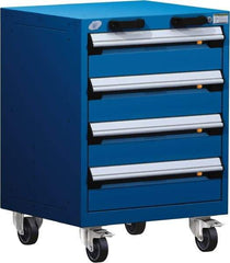 Rousseau Metal - 4 Drawer Steel Tool Roller Cabinet - 24" Wide x 33" High x 21" Deep, Ball Bearing Drawer Slides, Blue - Apex Tool & Supply