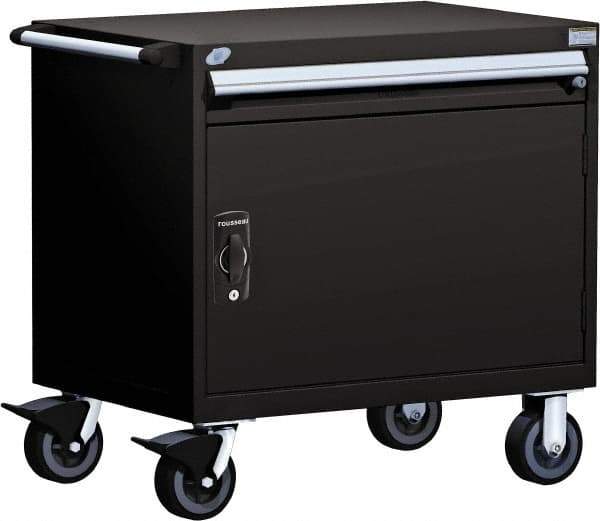 Rousseau Metal - 4 Drawer Steel Tool Roller Cabinet - 30" Wide x 35-1/8" High x 21" Deep, Ball Bearing Drawer Slides, Black - Apex Tool & Supply