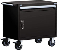 Rousseau Metal - 1 Drawer Steel Tool Roller Cabinet - 30" Wide x 35-1/8" High x 21" Deep, Ball Bearing Drawer Slides, Black - Apex Tool & Supply