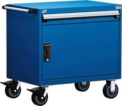 Rousseau Metal - 1 Drawer Steel Tool Roller Cabinet - 30" Wide x 35-1/8" High x 21" Deep, Ball Bearing Drawer Slides, Blue - Apex Tool & Supply