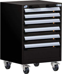 Rousseau Metal - 6 Drawer Steel Tool Roller Cabinet - 24" Wide x 35-1/8" High x 21" Deep, Ball Bearing Drawer Slides, Black - Apex Tool & Supply