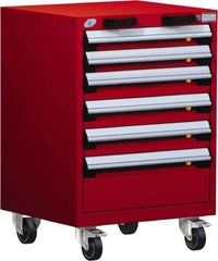 Rousseau Metal - 6 Drawer Steel Tool Roller Cabinet - 24" Wide x 35-1/8" High x 21" Deep, Ball Bearing Drawer Slides, Red - Apex Tool & Supply