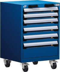 Rousseau Metal - 6 Drawer Steel Tool Roller Cabinet - 24" Wide x 35-1/8" High x 21" Deep, Ball Bearing Drawer Slides, Blue - Apex Tool & Supply