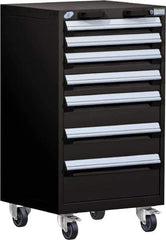 Rousseau Metal - 7 Drawer Steel Tool Roller Cabinet - 24" Wide x 43-1/8" High x 21" Deep, Ball Bearing Drawer Slides, Black - Apex Tool & Supply