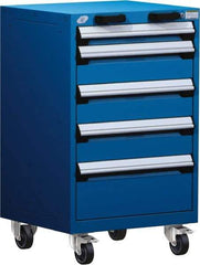 Rousseau Metal - 5 Drawer Steel Tool Roller Cabinet - 24" Wide x 39-1/8" High x 27" Deep, Ball Bearing Drawer Slides, Blue - Apex Tool & Supply