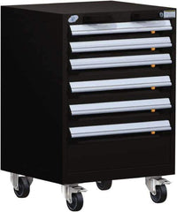Rousseau Metal - 6 Drawer Steel Tool Roller Cabinet - 24" Wide x 35-1/8" High x 27" Deep, Ball Bearing Drawer Slides, Black - Apex Tool & Supply